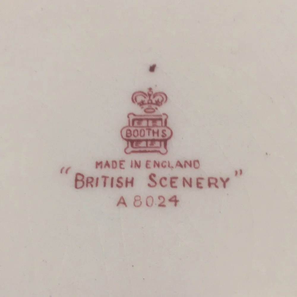 Booth’s British Scenery Vintage Plate A8024 Pink Vines Sheep & English Cottage - Picture 2 of 10